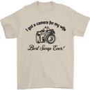 Camera for My Wife Photographer Photography Mens T-Shirt Cotton Gildan Sand