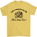 Camera for My Wife Photographer Photography Mens T-Shirt Cotton Gildan Yellow