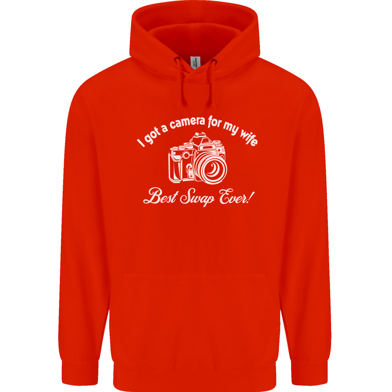 Camera for My Wife Photography Photographer Mens 80% Cotton Hoodie Bright Red