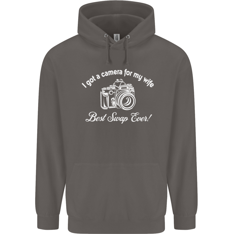 Camera for My Wife Photography Photographer Mens 80% Cotton Hoodie Charcoal