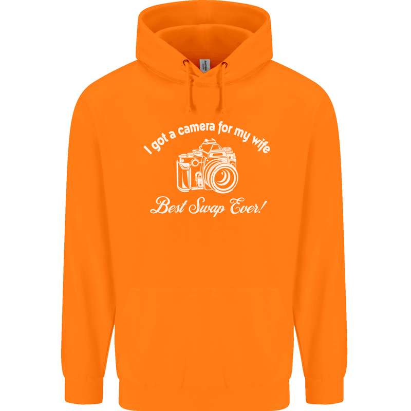 Camera for My Wife Photography Photographer Mens 80% Cotton Hoodie Orange