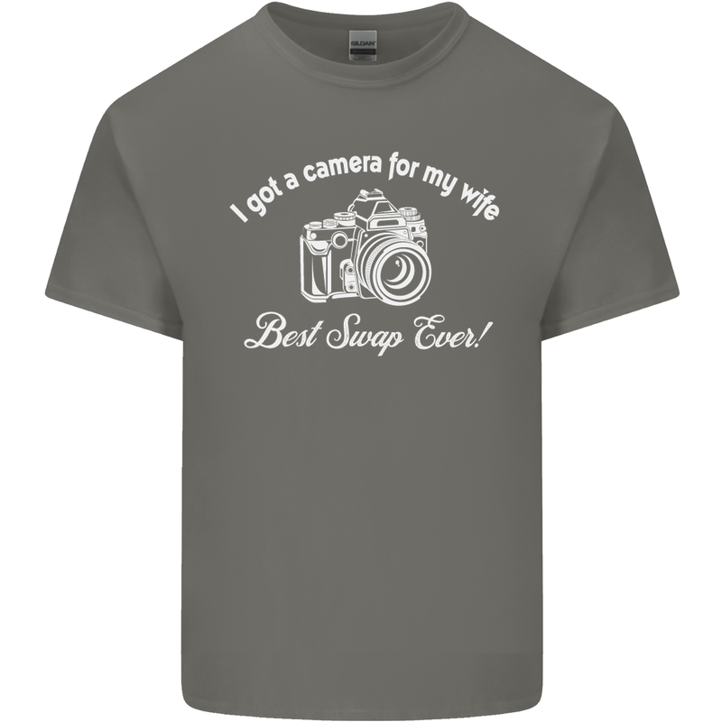 Camera for My Wife Photography Photographer Mens Cotton T-Shirt Tee Top Charcoal