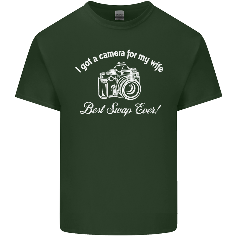 Camera for My Wife Photography Photographer Mens Cotton T-Shirt Tee Top Forest Green