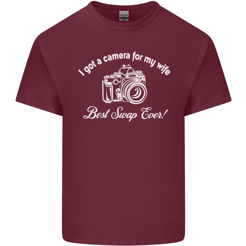 Camera for My Wife Photography Photographer Mens Cotton T-Shirt Tee Top Maroon