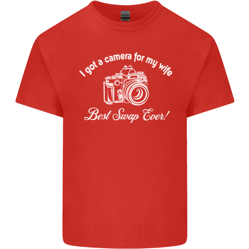 Camera for My Wife Photography Photographer Mens Cotton T-Shirt Tee Top Red
