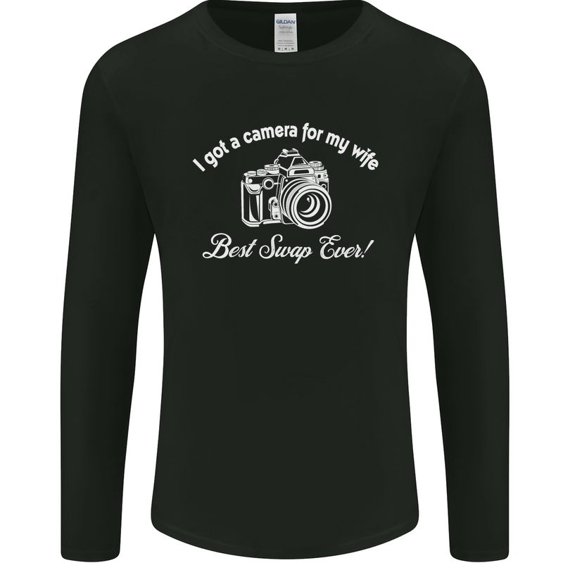 Camera for My Wife Photography Photographer Mens Long Sleeve T-Shirt Black