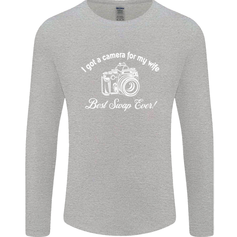 Camera for My Wife Photography Photographer Mens Long Sleeve T-Shirt Sports Grey