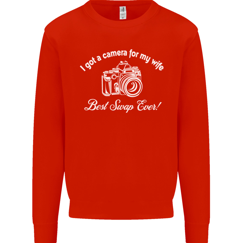 Camera for My Wife Photography Photographer Mens Sweatshirt Jumper Bright Red