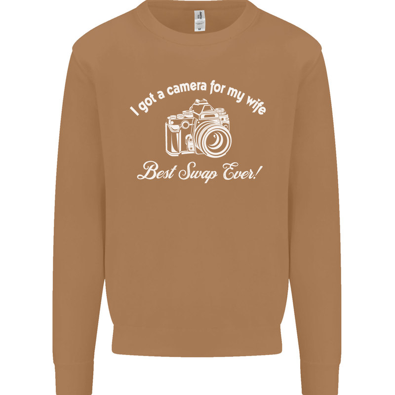 Camera for My Wife Photography Photographer Mens Sweatshirt Jumper Caramel Latte