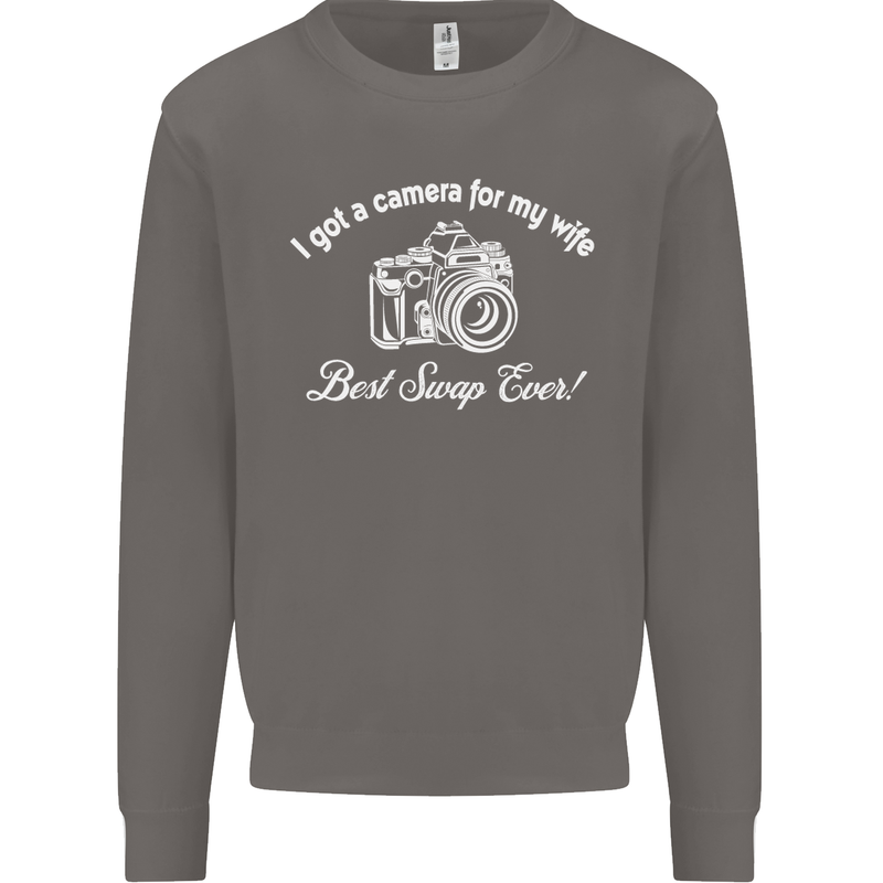 Camera for My Wife Photography Photographer Mens Sweatshirt Jumper Charcoal