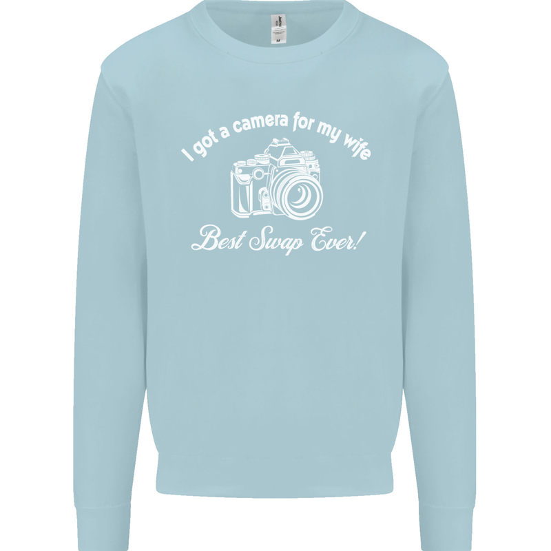 Camera for My Wife Photography Photographer Mens Sweatshirt Jumper Light Blue