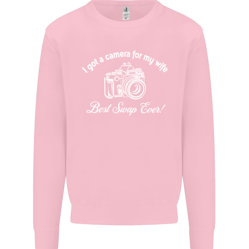 Camera for My Wife Photography Photographer Mens Sweatshirt Jumper Light Pink