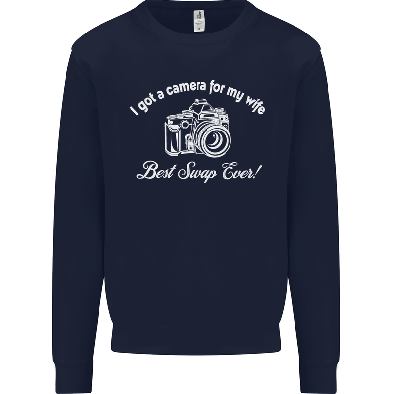 Camera for My Wife Photography Photographer Mens Sweatshirt Jumper Navy Blue