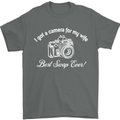 Camera for My Wife Photography Photographer Mens T-Shirt Cotton Gildan Charcoal