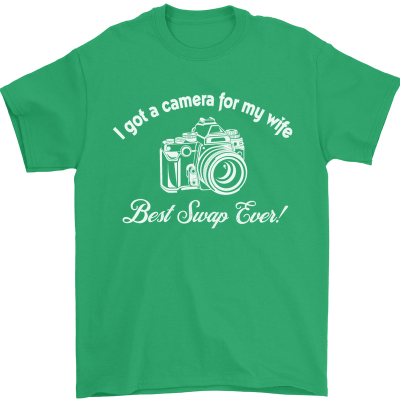 Camera for My Wife Photography Photographer Mens T-Shirt Cotton Gildan Irish Green