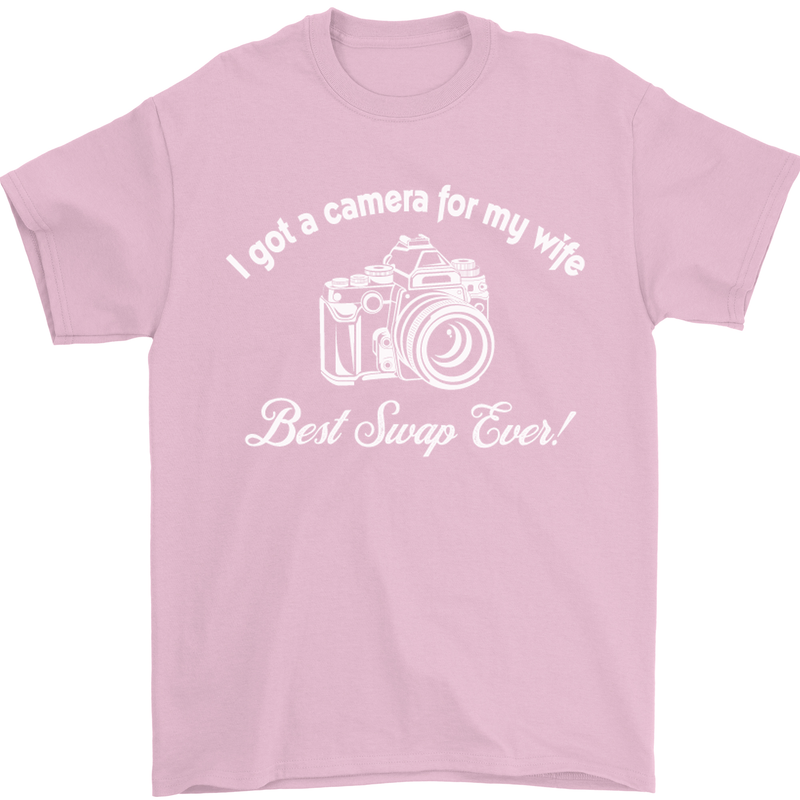 Camera for My Wife Photography Photographer Mens T-Shirt Cotton Gildan Light Pink