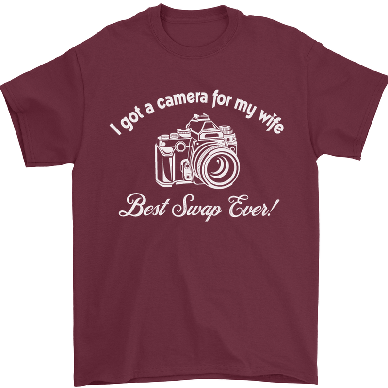 Camera for My Wife Photography Photographer Mens T-Shirt Cotton Gildan Maroon