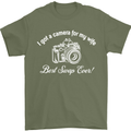 Camera for My Wife Photography Photographer Mens T-Shirt Cotton Gildan Military Green