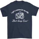 Camera for My Wife Photography Photographer Mens T-Shirt Cotton Gildan Navy Blue