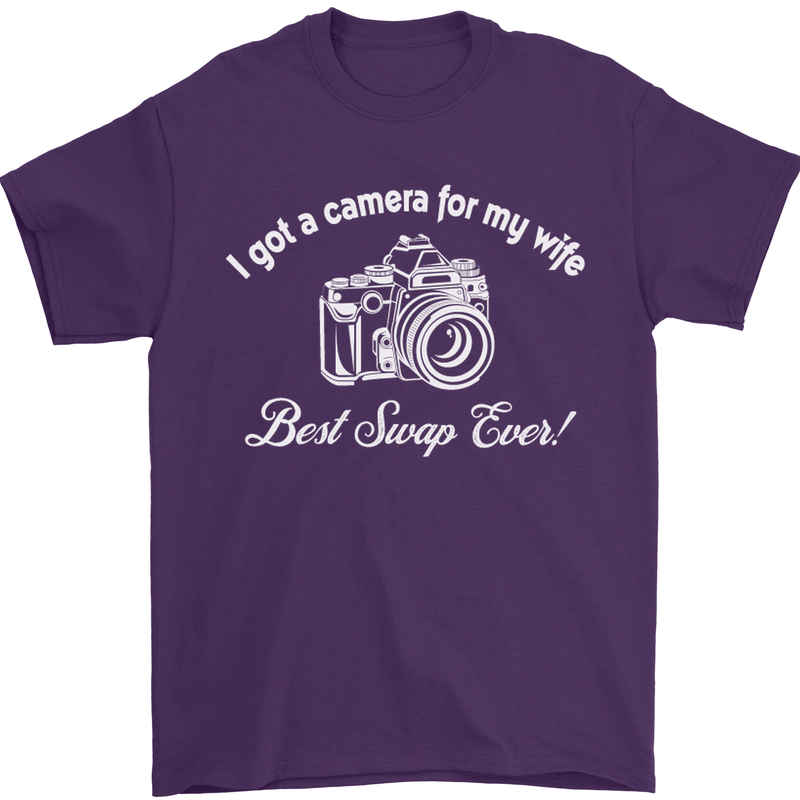 Camera for My Wife Photography Photographer Mens T-Shirt Cotton Gildan Purple