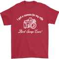 Camera for My Wife Photography Photographer Mens T-Shirt Cotton Gildan Red