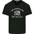 Camera for My Wife Photography Photographer Mens V-Neck Cotton T-Shirt Black