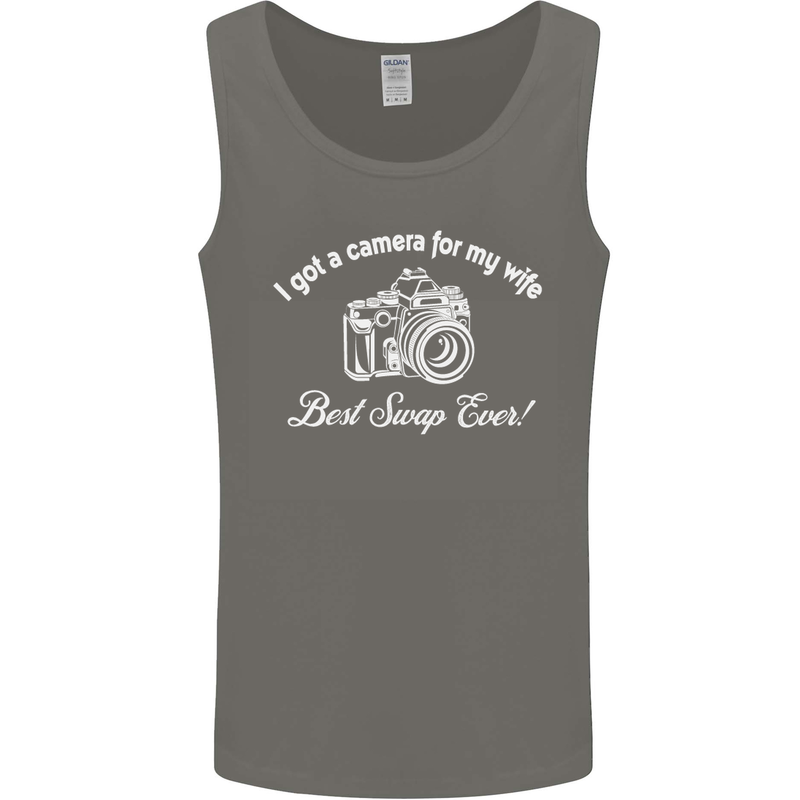 Camera for My Wife Photography Photographer Mens Vest Tank Top Charcoal