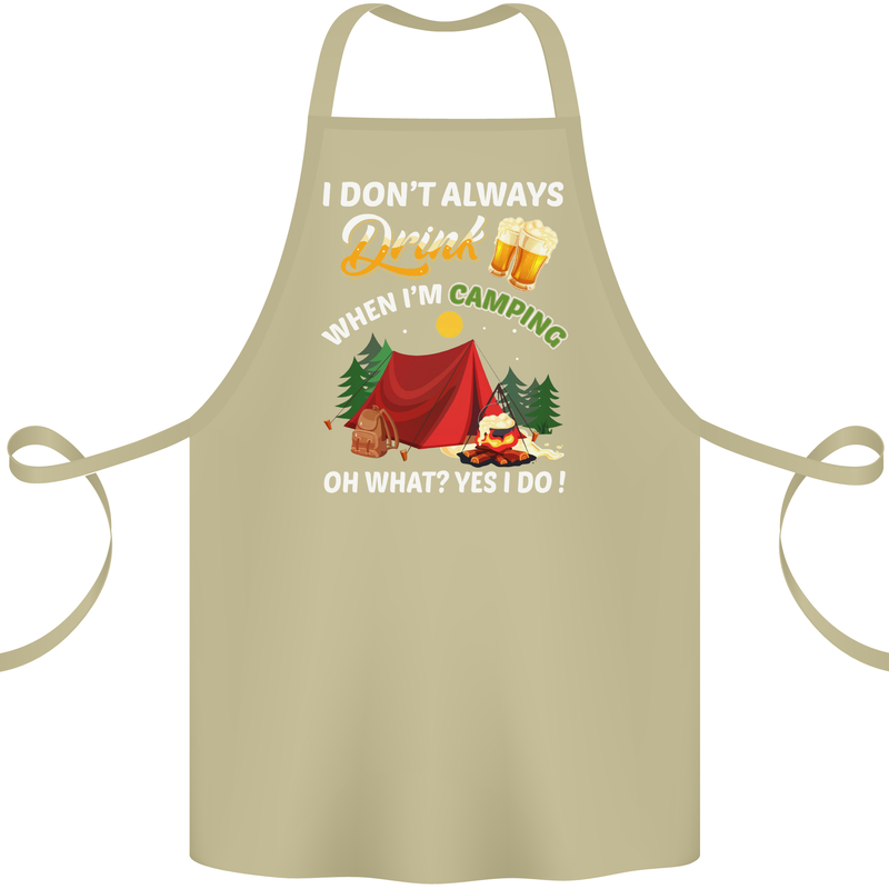 Camping Funny Alcohol Beer Camper Cotton Apron 100% Organic Khaki