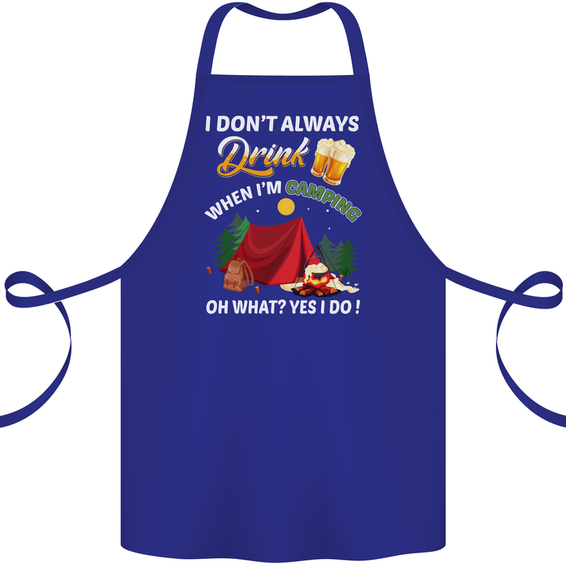 Camping Funny Alcohol Beer Camper Cotton Apron 100% Organic Royal Blue