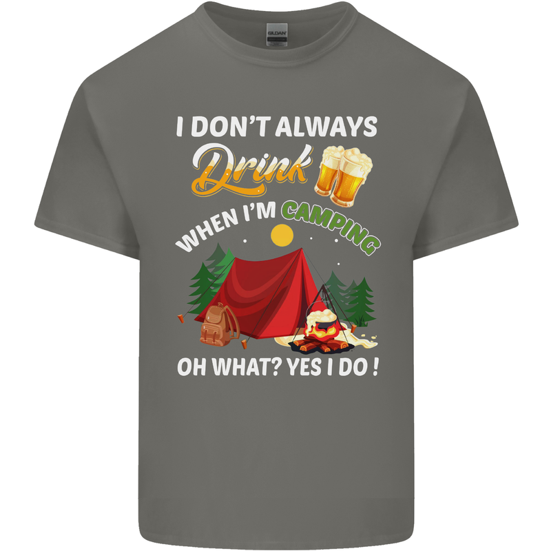 Camping Funny Alcohol Beer Camper Mens Cotton T-Shirt Tee Top Charcoal