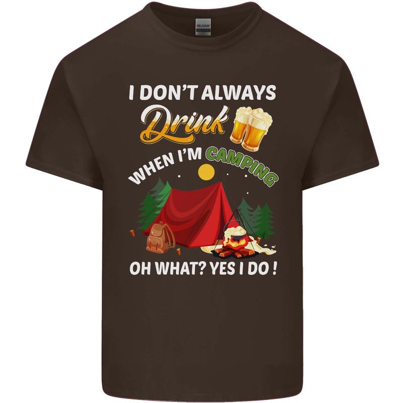 Camping Funny Alcohol Beer Camper Mens Cotton T-Shirt Tee Top Dark Chocolate