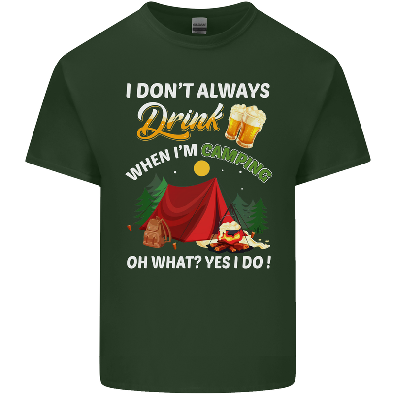 Camping Funny Alcohol Beer Camper Mens Cotton T-Shirt Tee Top Forest Green