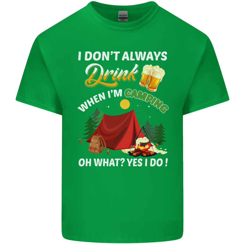 Camping Funny Alcohol Beer Camper Mens Cotton T-Shirt Tee Top Irish Green