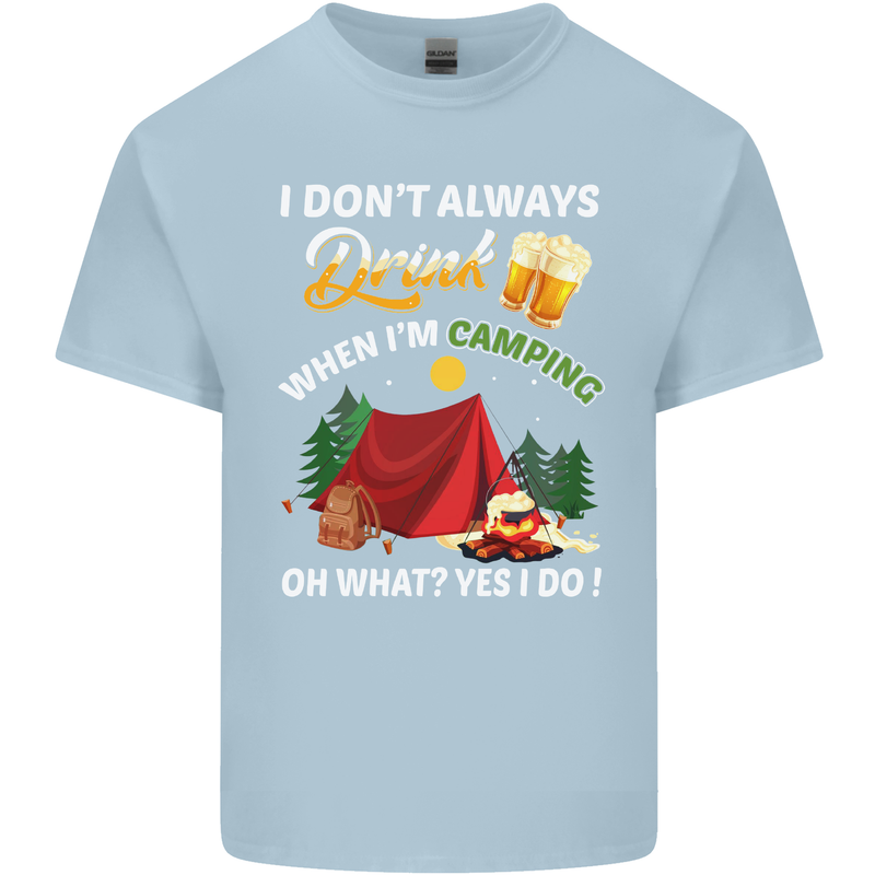 Camping Funny Alcohol Beer Camper Mens Cotton T-Shirt Tee Top Light Blue