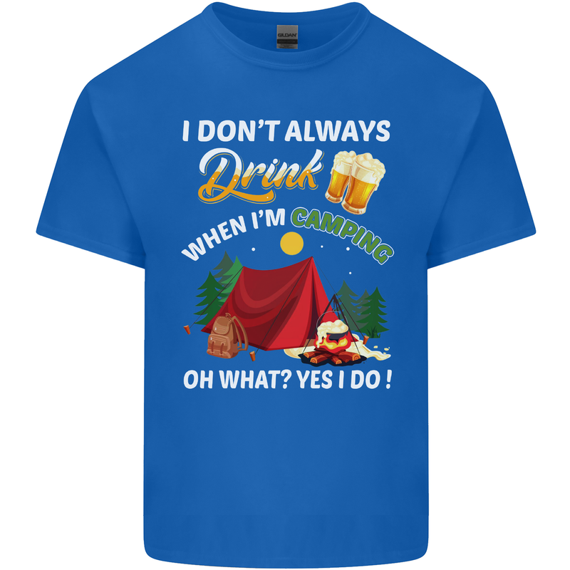 Camping Funny Alcohol Beer Camper Mens Cotton T-Shirt Tee Top Royal Blue