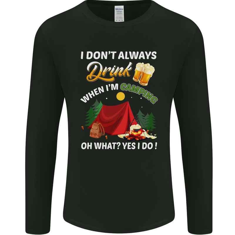 Camping Funny Alcohol Beer Camper Mens Long Sleeve T-Shirt Black