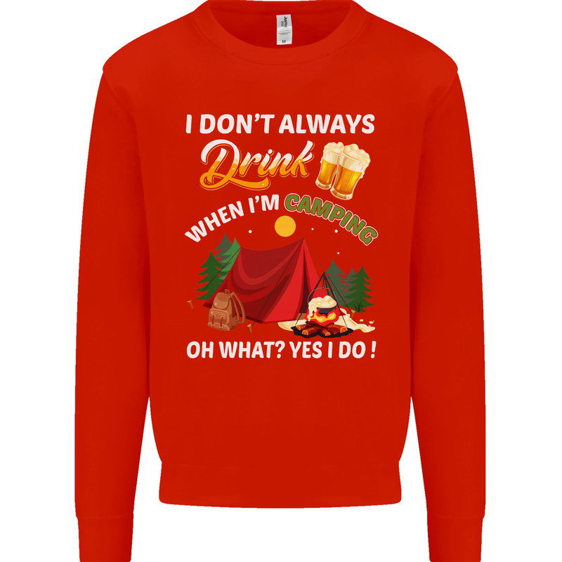 Camping Funny Alcohol Beer Camper Mens Sweatshirt Jumper Bright Red