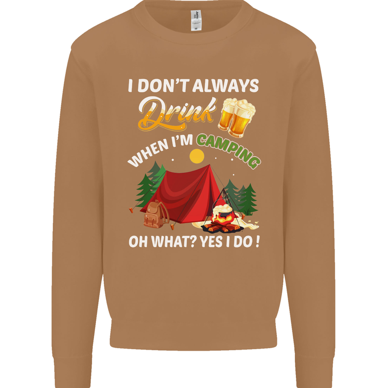 Camping Funny Alcohol Beer Camper Mens Sweatshirt Jumper Caramel Latte