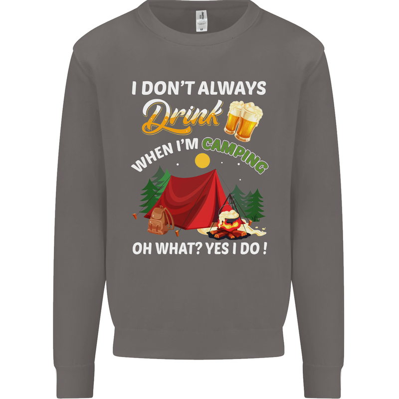 Camping Funny Alcohol Beer Camper Mens Sweatshirt Jumper Charcoal
