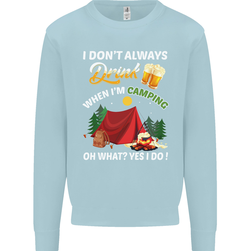 Camping Funny Alcohol Beer Camper Mens Sweatshirt Jumper Light Blue