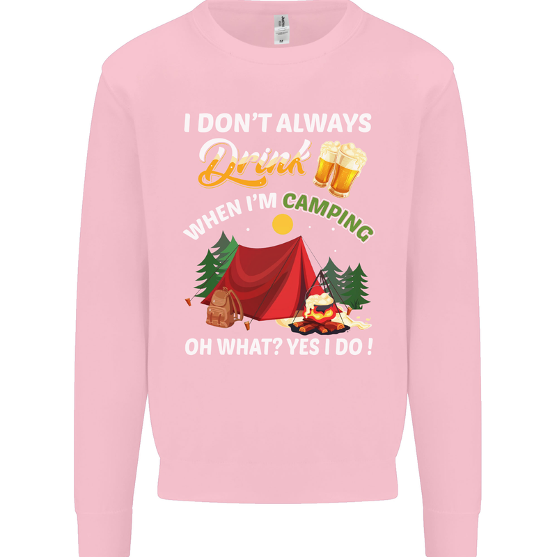 Camping Funny Alcohol Beer Camper Mens Sweatshirt Jumper Light Pink