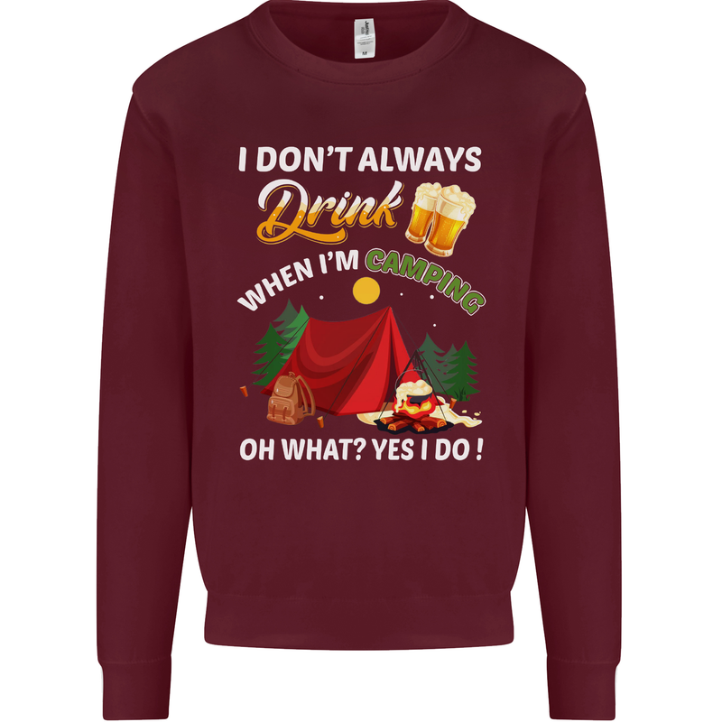 Camping Funny Alcohol Beer Camper Mens Sweatshirt Jumper Maroon