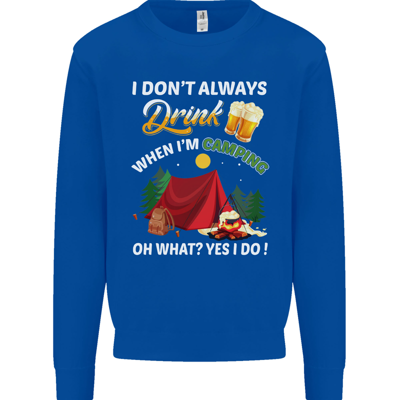 Camping Funny Alcohol Beer Camper Mens Sweatshirt Jumper Royal Blue