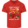 Camping Funny Alcohol Beer Camper Mens V-Neck Cotton T-Shirt Red