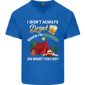 Camping Funny Alcohol Beer Camper Mens V-Neck Cotton T-Shirt Royal Blue