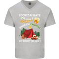 Camping Funny Alcohol Beer Camper Mens V-Neck Cotton T-Shirt Sports Grey