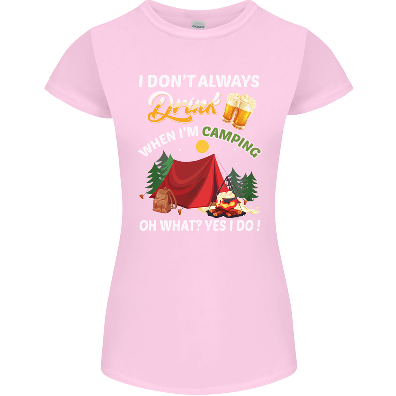 Camping Funny Alcohol Beer Camper Womens Petite Cut T-Shirt Light Pink