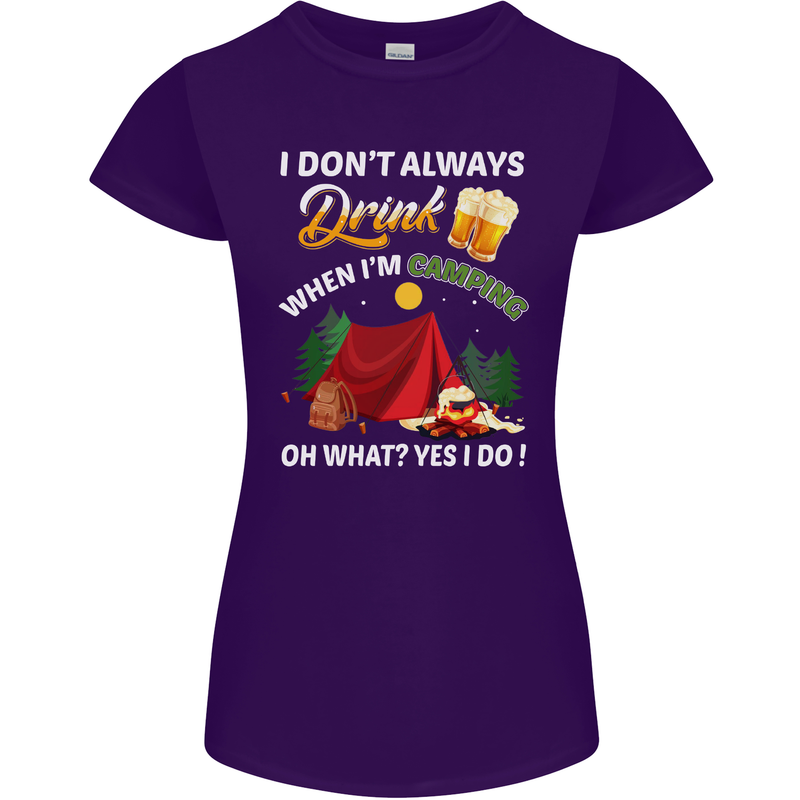 Camping Funny Alcohol Beer Camper Womens Petite Cut T-Shirt Purple