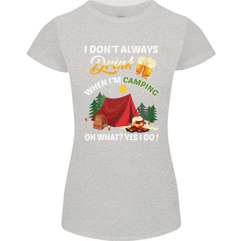 Camping Funny Alcohol Beer Camper Womens Petite Cut T-Shirt Sports Grey
