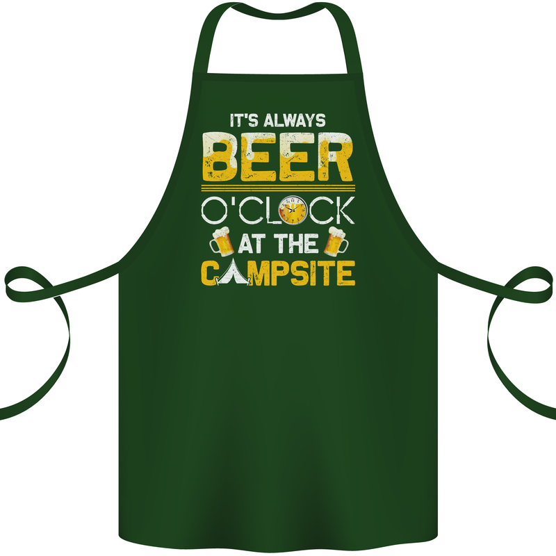Camping Funny Alcohol Beer Campsite Cotton Apron 100% Organic Forest Green